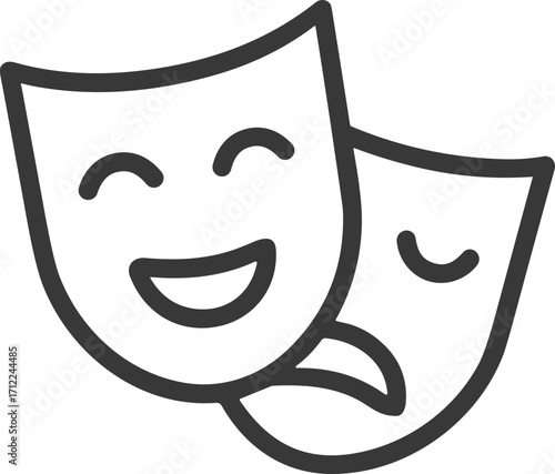 Theater performance comedy and drama masks icon