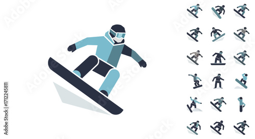 Snowboarder in Action - A Dynamic Winter Sports Illustration.