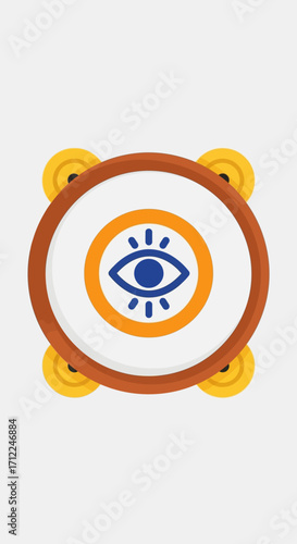 Stylized all seeing eye icon in a circular frame.