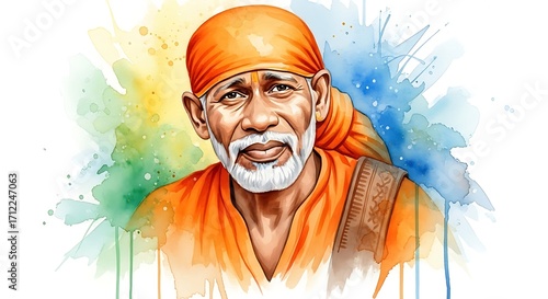 Spiritual Portrait of Sai Baba.