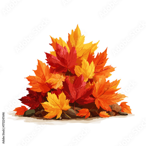 Vector illustration of a pile of autumn leaves isolated on a white background