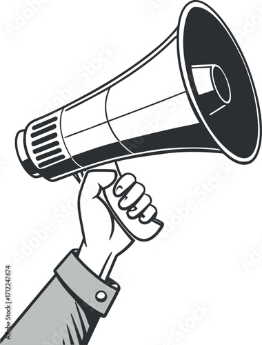 Hand Holding Megaphone Illustration | Announcement Vector Art