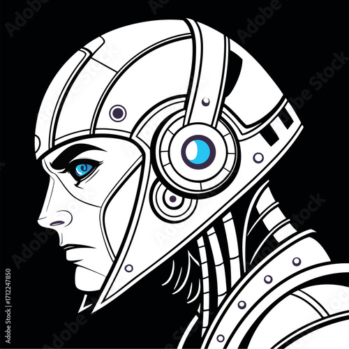 Futuristic Robot Warrior Illustration | Sci-Fi Cyborg Artwork