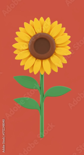 Stylized illustration of a single blooming sunflower plant.