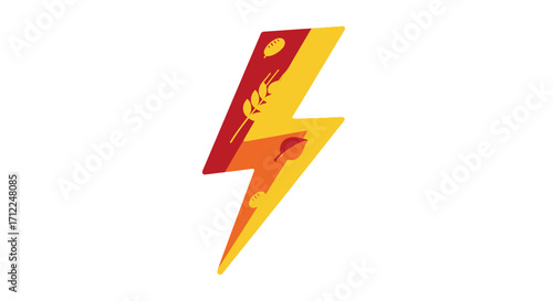 Stylized lightning bolt icon with an internal harvest landscape.