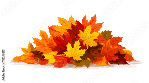 Vector illustration of a pile of autumn leaves isolated on a white background