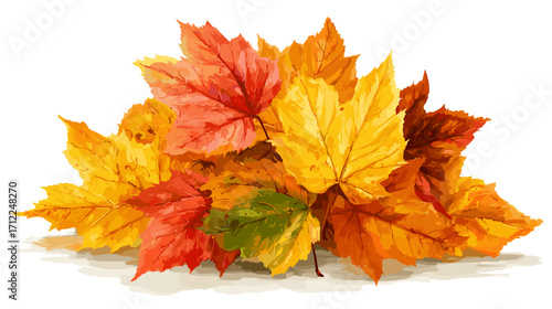 Vector illustration of a pile of autumn leaves isolated on a white background