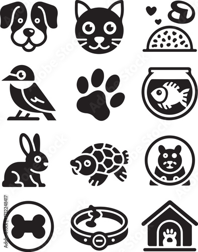 Cute pet icons create happy pet owner vibes