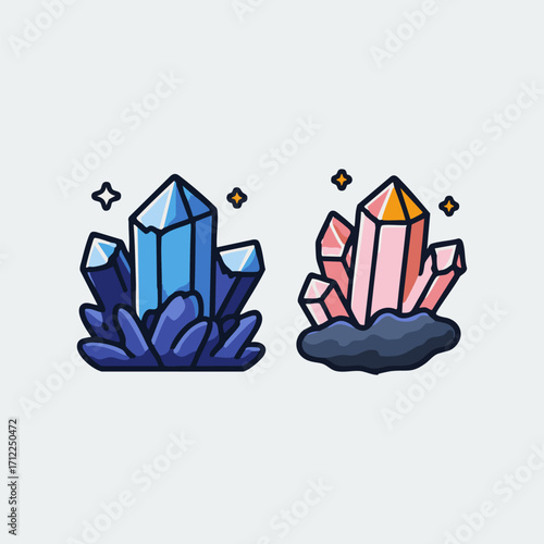 Colorful Crystal Cluster Vector Illustration
