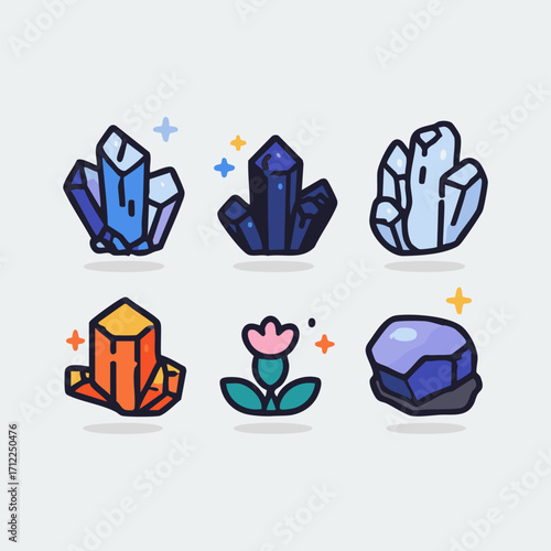 Blue And Pink Crystal Drawing