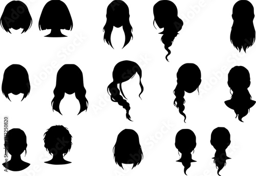 set of women hairstyles. flat woman hairstyles. girl set hairstyles vector set.
