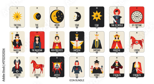 Vector Illustration Set of Mystical Tarot Style Cards.