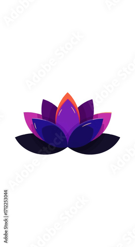 Vibrant purple and magenta lotus flower illustration.