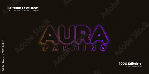 Aura editable neon glow text effect featuring smooth purple and amber gradients on a dark background, creating a sleek futuristic and retro-inspired aura.