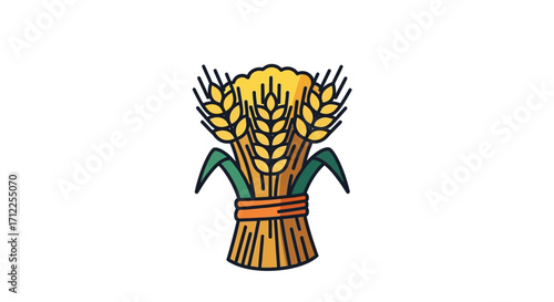 Wheat Sheaf Illustration, Detailed Design, Agricultural Symbol.