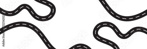 Road infographic timeline template, Horizontal road vector illustration, Seamless highway marking Isolated on white background