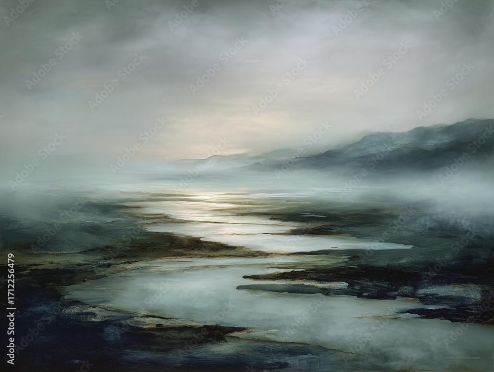 Fototapeta premium Ethereal Fog over Wetlands
