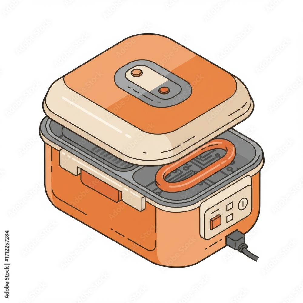 Fototapeta premium Portable Electric Cooker: Orange Kitchen Appliance