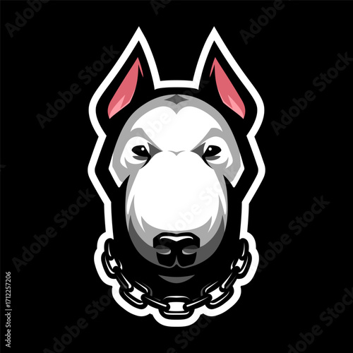 Bull terrier head icon. Dog logo. Fighting dogs label, sport mascot. T-shirt print.