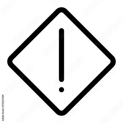 Warning alert in a diamond shape for notifications and cautionary messages in digital applications