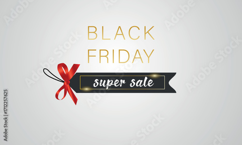 Super sale card with ribbon. Sale sticker