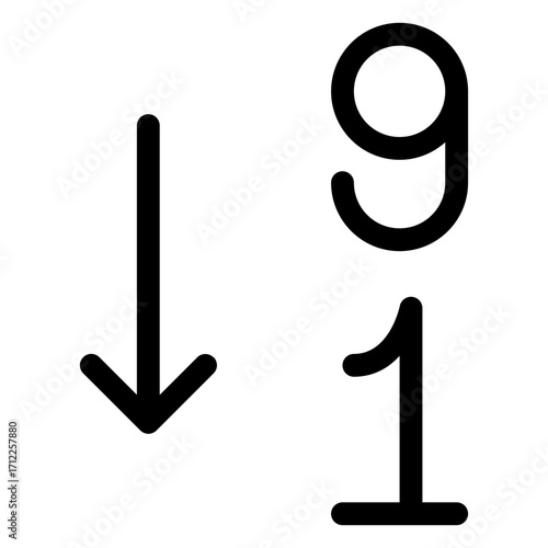 Descending order arrangement for data visualization and sorting applications