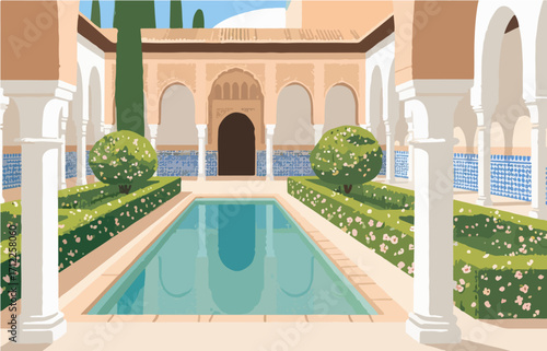 European architecture and scenery, vector graphics