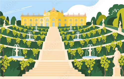 European architecture and scenery, vector graphics
