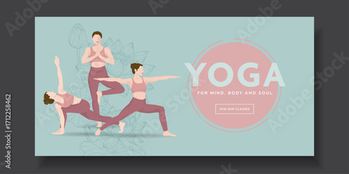 Three Yoga Poses for a Yoga Banner