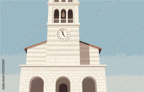 European architecture and scenery, vector graphics