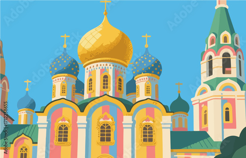 European architecture and scenery, vector graphics