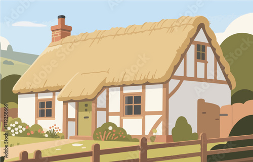 European architecture and scenery, vector graphics