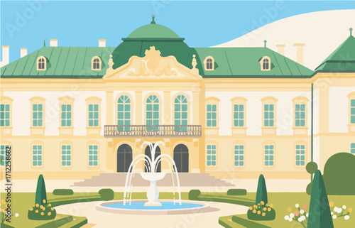 European architecture and scenery, vector graphics