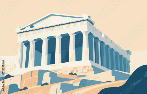 European architecture and scenery, vector graphics