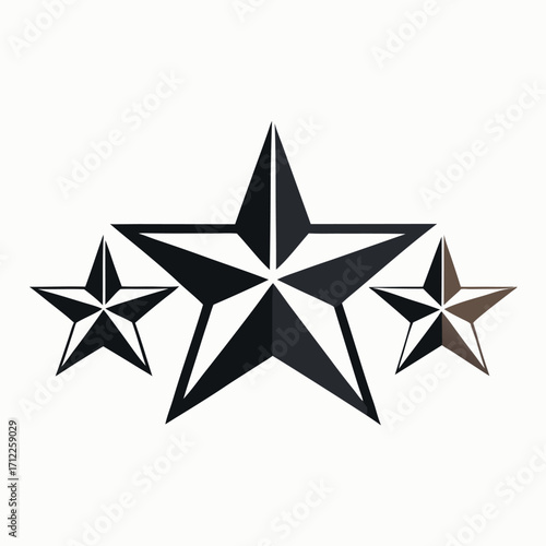 Four stylized stars in progression