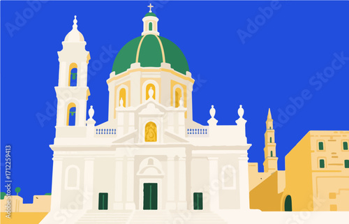 European architecture and scenery, vector graphics