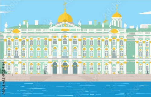 European architecture and scenery, vector graphics