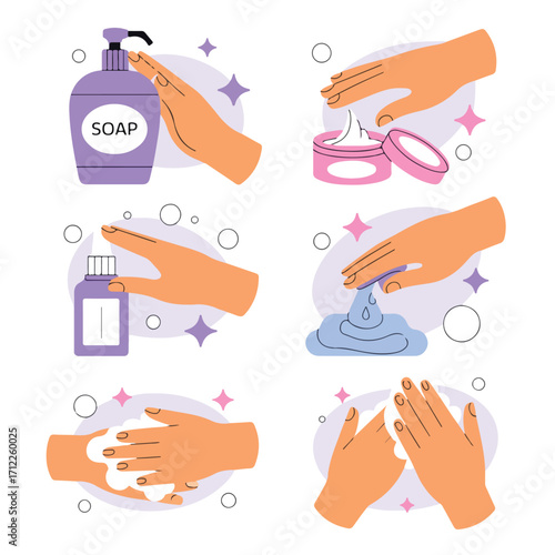 Hand washing steps, hygiene and cleanliness