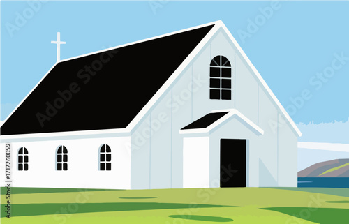 European architecture and scenery, vector graphics