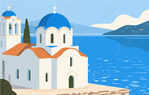 European architecture and scenery, vector graphics