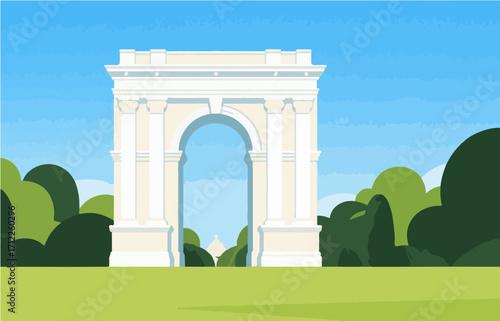 European architecture and scenery, vector graphics
