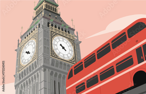 European architecture and scenery, vector graphics
