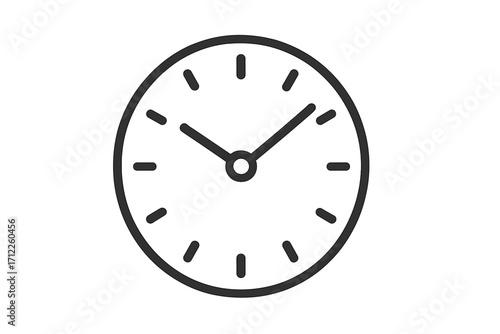 Clock icon vector. Simple linear time symbol in thin line style. Minimalist outline watch sign. Concept for deadline, schedule, timer, countdown, time management, punctuality.