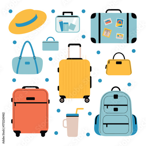 Collection of travel bags and accessories