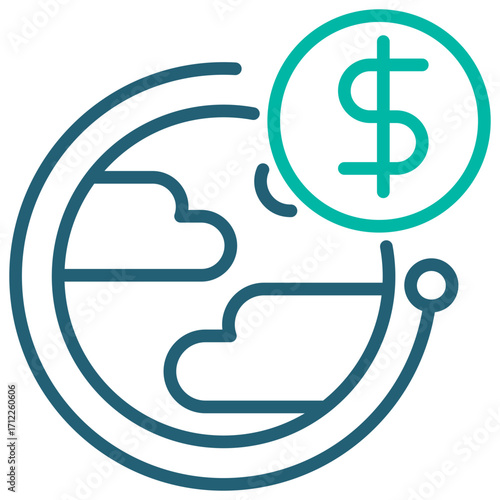 Trade Outline Blue Icon