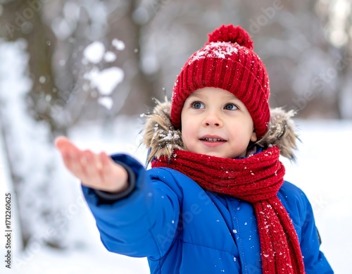 Child playing in the snow