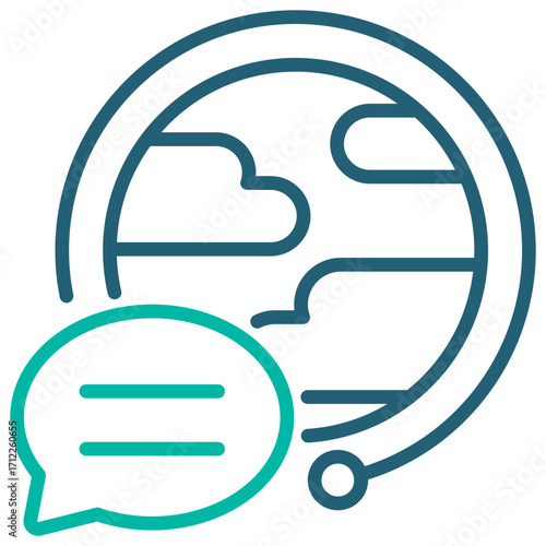 Globalization Outline Blue Icon