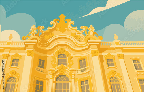 European architecture and scenery, vector graphics