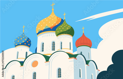 European architecture and scenery, vector graphics