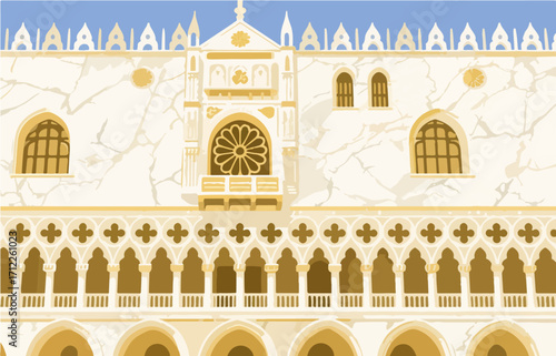 European architecture and scenery, vector graphics